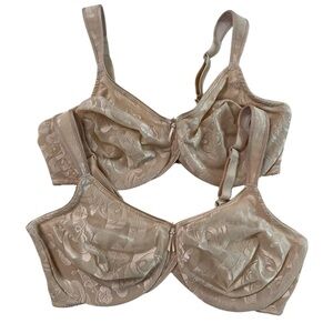 Waco  Women's Floral Lace Nude Beige  Minimizer Underwire Bra Size 38D  88567